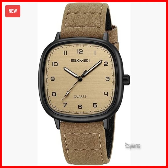 Square Analog Leather Watch Waterproof Unisex Gift Quartz Movement main image 5